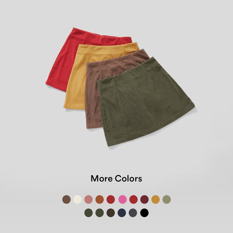 High Waisted Corduroy Skirt